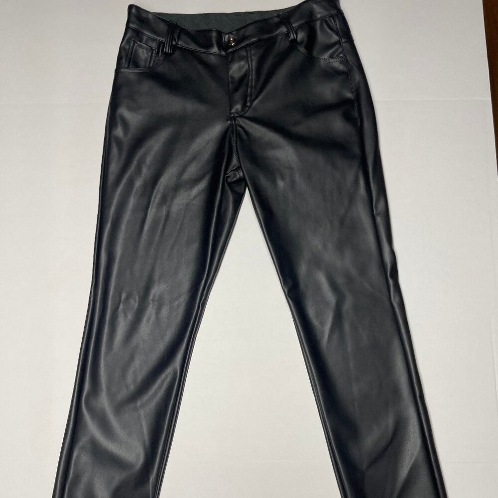 Black Faux Leather Pants - Woman's Size 30 - pre-owned